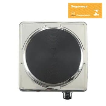 FOGĂO ELÉTRICO COOKTOP PORTÁTIL INOX 110V 1500W 1-BOCA ANTI-ADERENTE - AGRATTO