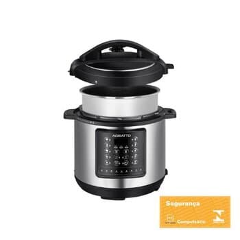 PANELA DE PRESSĂO ELETRÔNICA DIGITAL Multifunçőes 6LT 110V 1000W INOX/PRETA - VENTISOL AGRATTO - APPD01I-01 6-LITROS