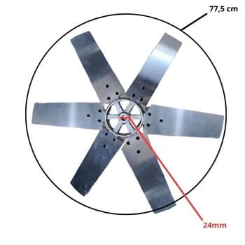 HÉLICE DE 80CM P/EXAUSTOR VENTISILVA 80CM E80T4 E80T6 FC FV 80CM - 6PÁS C/CUBO ALUMÍNIO FUNDIDO - ENCAIXE F24,05MM - FIXAR C/PARAFUSO LATERAL - D77,5CM